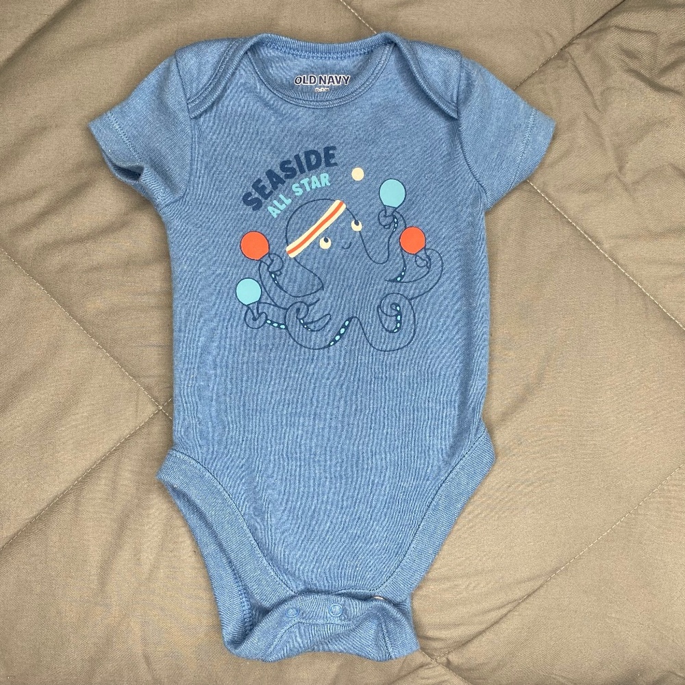 Old Navy Blue "Seaside All-star" Onsie Size 0-3M